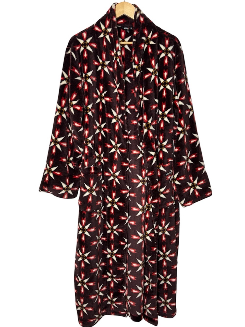 Kerrits Robe Women Plush Nordic Cozy Long Wrap Small Medium Equestrian Brown Red